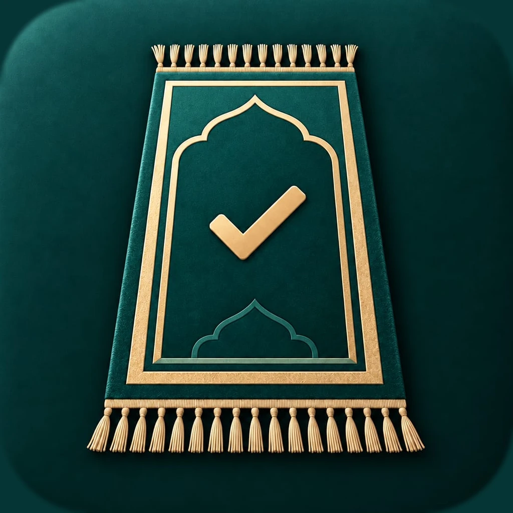 Sallayt app icon showing a green prayer rug with a gold check mark